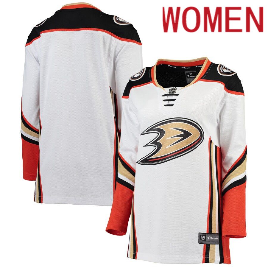 Women Anaheim Ducks Fanatics Branded White Away Breakaway NHL Jersey->women nhl jersey->Women Jersey